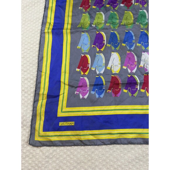 MANTERO Silk Scarf Petticoats Jackets Square Vintage 33/34.5"‎ - Picture 12 of 14